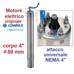 Motore elettrico per pompa sommersa potenza 3 kW (4 cavalli)  trifase 400V Lowara diametro 4'' - 4OS30T405/C  - cod. Lowara: 107027160  