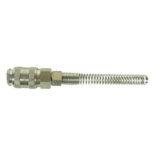 Rubinetto innesto rapido femmina raccordo con molla per tubo aria compressa Ø 8mm interno x 10mm esterno codice RU4032 - in acciaio inox - attacco rapido